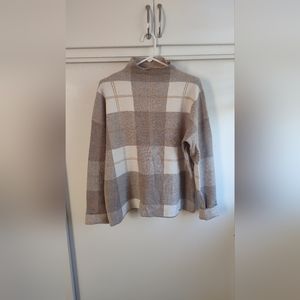 Checkered Mock Turtle Neck Sweater